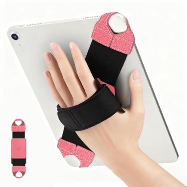 Imagem de FINTIE Suporte universal para tablet para tablets de 9 a 10 polegadas, eReaders, alça portátil segura de couro PU giratório de 360 graus para iPad, Galaxy Tab e mais tablets de 24,6 cm, 25,4 cm, 25,7