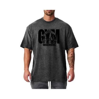 Imagem de Camiseta De Algodão Oversized Para Homens, Verão, Academia, Manga Curt