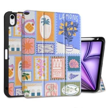 Imagem de MEEgoodo Capa para iPad Air M3/M2 11 polegadas 2025/2024, capa para iPad Air 5ª geração/iPad Air 4ª geração 11 polegadas 2022 2020, capa para tablet com capa traseira de TPU macio, carimbos de verão