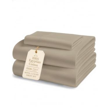 Imagem de LANE LINEN Lençóis de cama de solteiro extra longos de luxo 100% algodão egípcio para cama de hospital - 1000 fios, certificado Eoc-Tex Oeko-Tex, não desfia, resistente ao desbotamento, lavável na