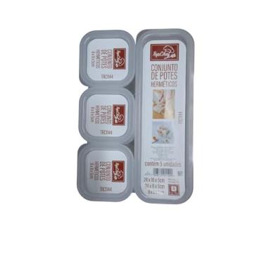 Imagem de Conjunto 5 Potes Herméticos de Plástico com Tampa, Transparente, Livre de BPA, Vedação Hermética, 200ml a 1200ml