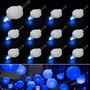 Imagem de Aogist Pacote com 48 pequenas luzes LED alimentadas por bateria, à prova d'água, luz suspensa dura 48 horas para lanternas de papel, balões, florais, casamentos e decorações de Natal, azul