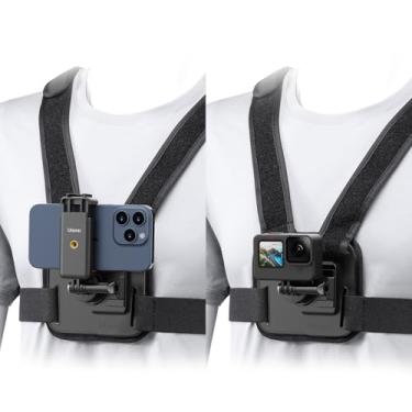 Imagem de ULANZI CM028 Peitoral ajustável – comutação vertical/horizontal para câmeras de ação GoPro DJI Insta360 – Suporte para celular POV peitoral para câmeras iPhone Samsung