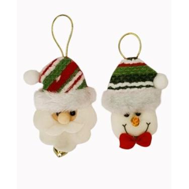 Imagem de Kit 2 Pendentes de Natal – Cabeça Papai Noel/Personagem Natalino 9x6cm Decoração para Árvore e Mesa - MELLUZ