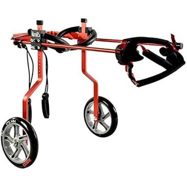 Imagem de PUJPOQRP Carrinho ajustável para cadeira de rodas para cães com 2 rodas para reabilitação de perna traseira aprovada por veterinários, peso leve, fácil de montar para cães pequenos com deficiência