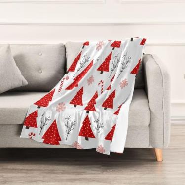 Imagem de Wassud Cobertores e mantas de Natal 152 x 228 cm, cobertor vermelho para sofá, cobertor quente de lã de pelúcia aconchegante para cama, sofá, cadeira, decoração de casa