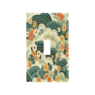 Imagem de Wassud Green Waves Light Switch Cover Plate Decorativas para Tomadas Elétricas Interruptor Único 4,53 x 2,76 Polegadas