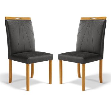 Imagem de Kit Com 2 Cadeiras Maiara Madeira Maciça Estofadas Para Mesa De Jantar