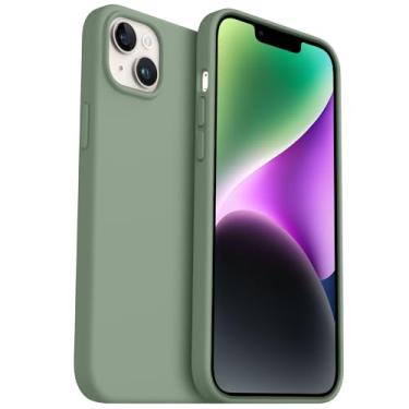 Imagem de Capa à prova de choque projetada para iPhone 14 Plus, [silicone de grau alimentício] [proteção militar contra quedas] com forro antiarranhões capa protetora para celular para 14 Plus, 17 cm, verde