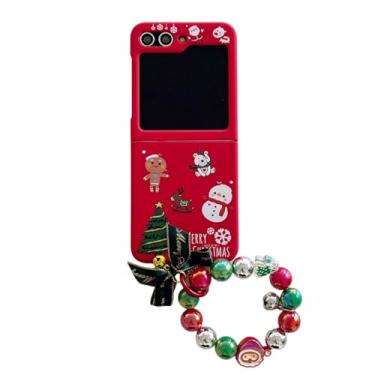 Imagem de GCVXRUD Capa para Samsung Galaxy Z Flip 7, design de padrão de Natal, capa dobrável para celular com corrente, linda capa de celular flip 7 (tema natalino)