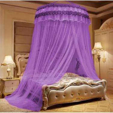 Imagem de Mosquiteiro de Teto Gigante para Cama Casal/Queen/Super King com Abertura Lateral e Microfuros(LÍLAS,King Size Gigante Premium)