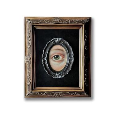 Imagem de Arte de parede em estilo clássico preto olhos femininos arte de parede olhos aprisionados arte escura academia estética pôster pintura a óleo vintage decoração de casa para sala de estar quarto