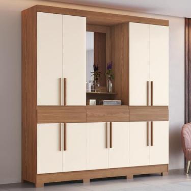 Imagem de Guarda Roupa Casal 10 Portas 3 Gavetas com Espelho e Pés em Abs - Briz