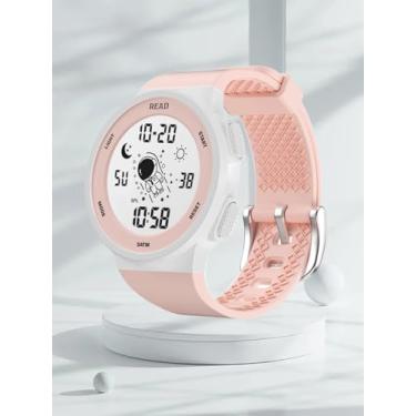 Imagem de Relógios digitais minimalistas, esportivos, à prova d'água, versátil, relógios de pulso para homens e mulheres com luz noturna LED, alarme de data, cronômetro, rosa
