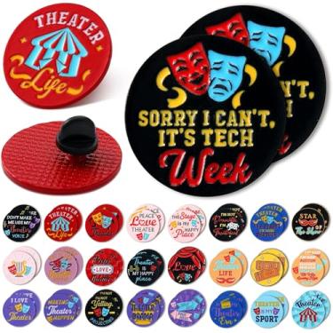 Imagem de Presentes de teatro musical em massa para lembrancinhas de festa de cinema Broadway Comédia Tragédia Máscara Alfinetes esmaltados para amantes de música atores, 1.18 inches/ 3 cm in diameter, Metal