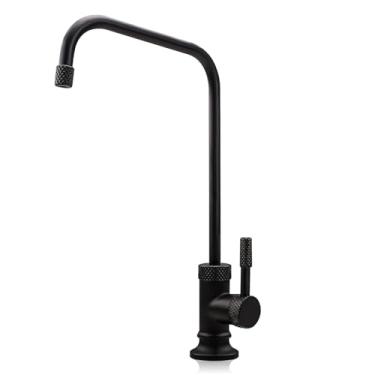 Imagem de Torneira de filtro de água com filtro de água torneiras de osmose reversa de cobre sem chumbo para pias de bar de cozinha - Torneira dispensadora de água preta fosca fácil de instalar
