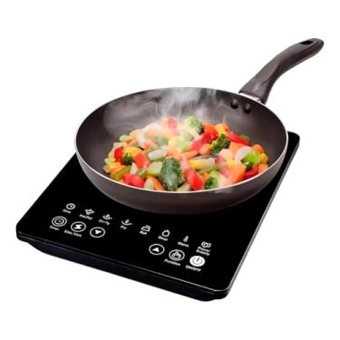 Imagem de Cooktop de Indução Elétrico 1 Boca, Vitrocerâmica, 1800W, Controle Táctil, Temporizador 3 Horas, 35x28x6cm