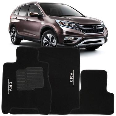 Imagem de Tapete Carpete Crv 2012 à 2018 Preto Logo Bordado Jogo 3 Peças Personalizado Automotivo