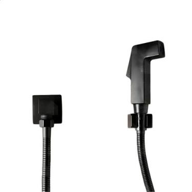 Imagem de Ducha Higiênica Íntima para Banheiro em Metal Preta com Mangueira 1,20