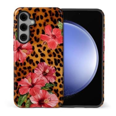 Imagem de MQJCYB Capa para Samsung Galaxy S25 FE, híbrida, resistente, 2 em 1, de corpo inteiro, resistente, à prova de choque, capa brilhante para Samsung Galaxy S25 FE Leopardo Tropical Beachy Floral