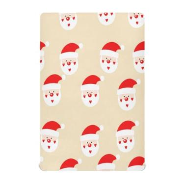 Imagem de Qilmy Lençóis de Natal para berço de Papai Noel, macio, respirável e elástico, lençol com elástico para meninos e meninas, miniberço, 132 x 71 cm, capa de colchão infantil portátil