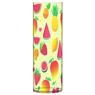 Imagem de JUZIHAI Vaso de flores com estampa de melancia de frutas, 9,9 cm x 30 cm, cilindro de plástico, moderno, vaso de flores para centro de mesa de casamento, decoração de casa