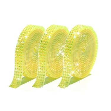 Imagem de 1 rolo de fita decorativa de cristal de gelatina: fita adesiva brilhante, adequada para artesanato, decorações de festa, embrulho de presente e decorações de casa (amarelo limão)