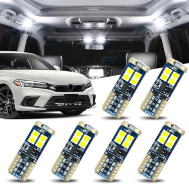 Imagem de (Pacote com 6) Kit de lâmpadas LED para carro interior 12V 5500K compatível com Honda Civic 2013-2022, branco puro