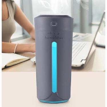 Imagem de Copo Umidificador de Ar com LED Portátil – Difusor de Aromas e Aromaterapia USB | Ambiente Fresco e Relaxante para Casa, Escritório ou Carro| Cinza