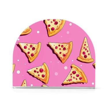 Imagem de Porta-guardanapos de mesa rosa pizza, suporte de guardanapo acrílico para mesas, suporte de guardanapo vertical para jantar cozinha restaurante decoração de casa acessórios de bar