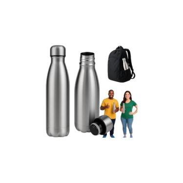 Imagem de Garrafa Térmica Inox, 1 Litro, Preta, Parede Dupla, Isolamento à Vácuo, Mantém Bebida Gelada 24h e Quente 12h, 32cm x 8.5cm