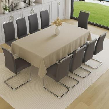 Imagem de Toalha de Mesa Gaze Linho Flame Rústico Dona Delicada Mesa Buffet Tecido Jantar Festa Decoração (10 LUGARES - MARROM CLARO)