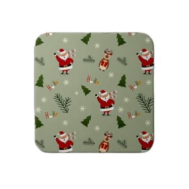 Imagem de Ladrilho Decorativo de Cerâmica Natalino com Estampa de Renas e Papai Noel