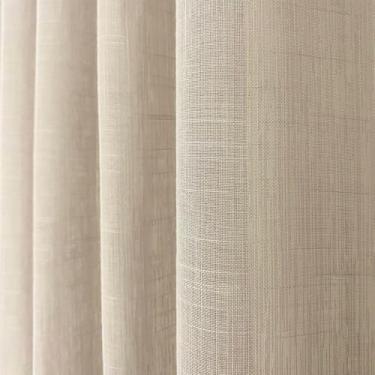 Imagem de Cortina Gaze de Linho 4.00m de Largura - Sem Forro, Compatível com Trilho Suiço, Cortina Translúcida Decorativa, Ideal para Sala, Quarto e Escritório, Aconchegante e Fácil de Instalar (Bege,2,80)