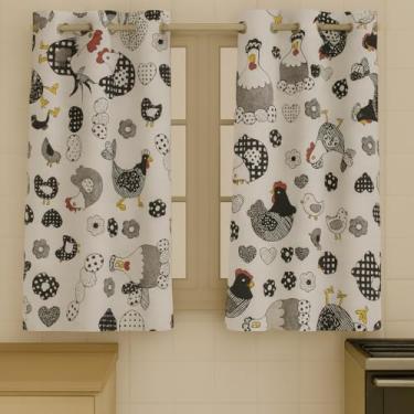 Imagem de Cortina de Cozinha Oxford Lisa e Estampada 2.00m x 1.50m - Impermeável e Anti-Mancha, Charme e Praticidade, Ideal para Cozinha, Varanda e Área de Serviço, Fácil de Limpar (Galinha)