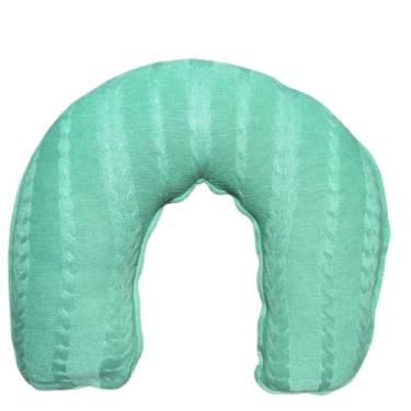 Imagem de Almofada de Amamentação Baby em Tricot com Zíper | Conforto Ergonômico para Mamãe e Bebê (Verde)