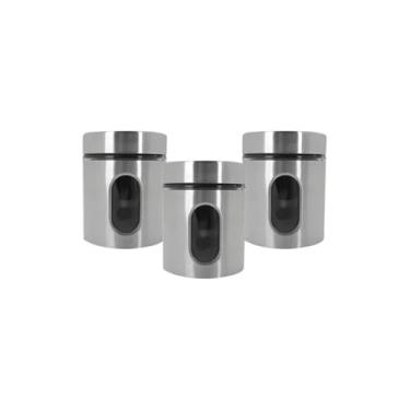 Imagem de Kit 3 Potes em Vidro com Tampa Inox, Transparente, 870ml/1260ml/2130ml, Armazenamento de Alimentos, para Cozinha