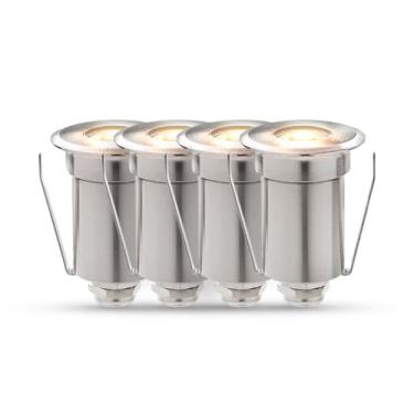 Imagem de Kit 4 Balizador led Embutido Solo Essence 2w 3000k Branco Quente IP67 Aço Escovado Cod: ALUT010021-4 Alut By Avant