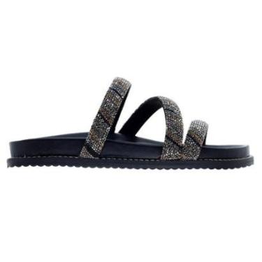 Imagem de Sandália Papete Rasteira Feminina Ana Laura 23950 Preta-Feminino