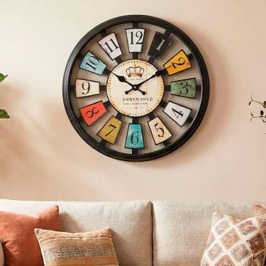 Imagem de Relógio De Parede Preto Vazado Decoração Vintage Retrô 35cm