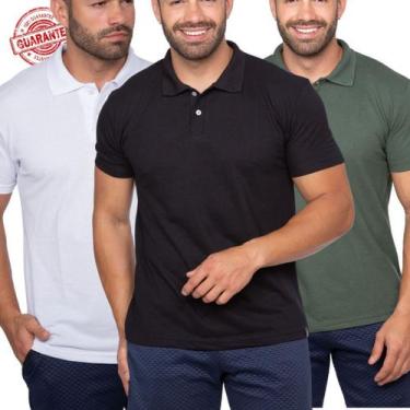 Imagem de Kit 5 Camisas Gola Polo Masculina Blusa Slim Atacado - J SILVER, Kit 3