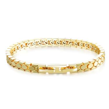 Imagem de TRENDOLLA Pulseira feminina banhada a ouro 14K com 5 mm de largura Bismark, não mancha, estilo italiano
