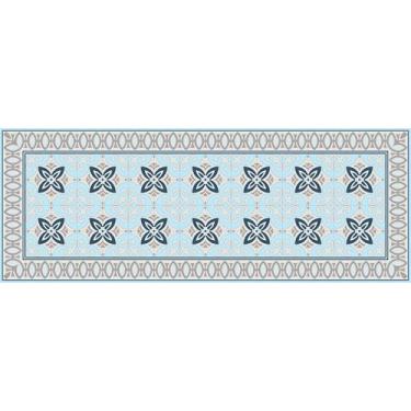 Imagem de IRI-GIRI Tapete decorativo de vinil para cozinha, linóleo, PVC, piso de azulejo, colorido, durável, antiderrapante, lavável à mão e protege pisos 160 x 60 cm, Provence 210