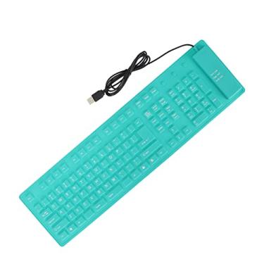 Imagem de KIMISS Teclado de Silicone Dobrável - 108 Teclas USB Com Fio à Prova d'água e Digitação Silenciosa Teclado de Silicone Roll-up para Fácil Transporte e Limpeza (Verde)