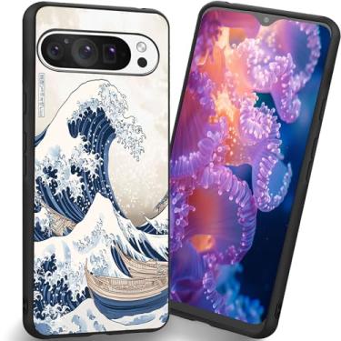 Imagem de RUUHLJLET Projetada para Google Pixel 10 Pro XL de 6,8 polegadas, capa fosca macia oferece proteção total (ondas japonesas)