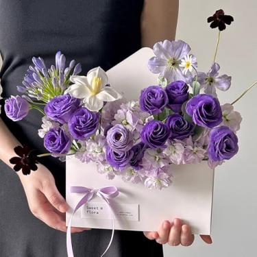 Imagem de BBJ WRAPS Caixas de flores de envelope para arranjos de cor sólida, caixa floral coreana, caixa de envelope floral de papelão, suprimento de florista, 21 x 4 x 27 cm - 5 unidades