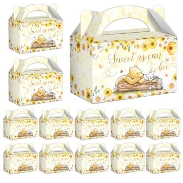Imagem de Caixas de petiscos, caixas de presente de aniversário para festa Pooh, caixas de doces Winnie com alças, caixas de biscoito de bolo The Pooh para decoração de festas, sacolas de presente Pooh para