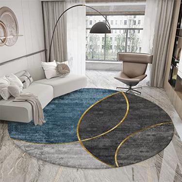Imagem de Tapete redondo de estilo moderno, textura de mármore, tapete antiderrapante, tapete redondo para quarto, sala de estar, tapete de estudo, D, diâmetro 80 cm/2,6 pés