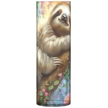 Imagem de Vaso cilíndrico para mesa decorativo floral fofo flores preguiça vaso de flores alto plástico personalizado decoração floral sala de estar, 30 cm x 9,9 cm