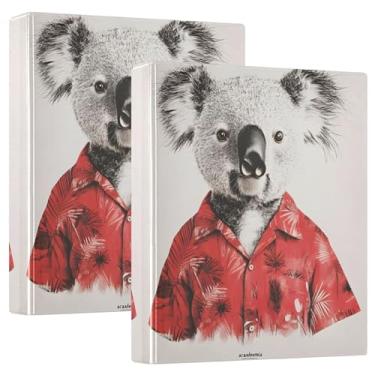 Imagem de Camisa Havaiana Vintage Koala Fichário de 3 Anéis 3 Polegadas Segura 200 Folhas Animal Print Prancheta Fichário Anel Redondo Receita Fichário, 31,5 x 27 x 6 cm, 1 Pacote